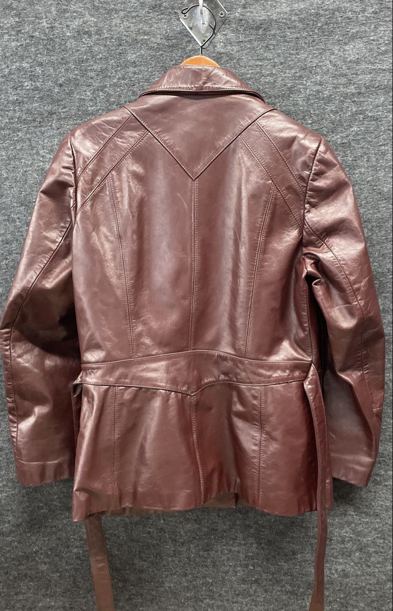 Vintage 80s Wilsons Women's Brown Leather Belted Blazer Jacket Sz 10