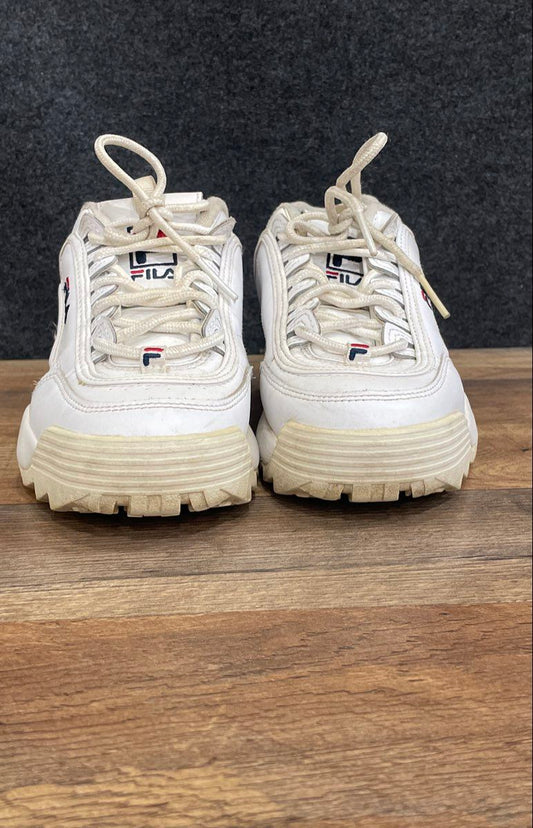 Fila Disruptor II Premium White Navy Red Chunky Sneakers Women's Size 7