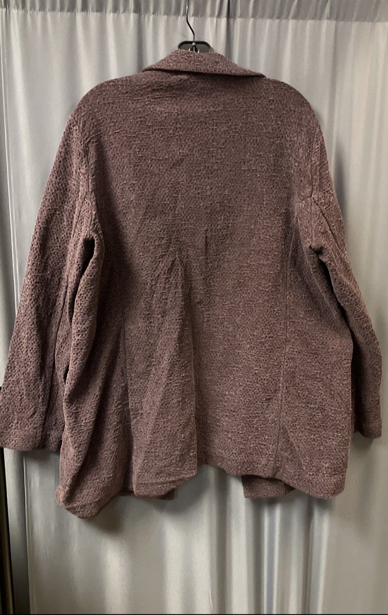 Eileen Fisher Women's Purple Textured Knit Open Front Tencel Cotton Jacket Sz L