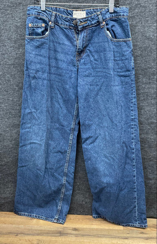 Motel Women's Jeans Blue Wide Leg Denim High Rise Five Pocket Sz 30x32
