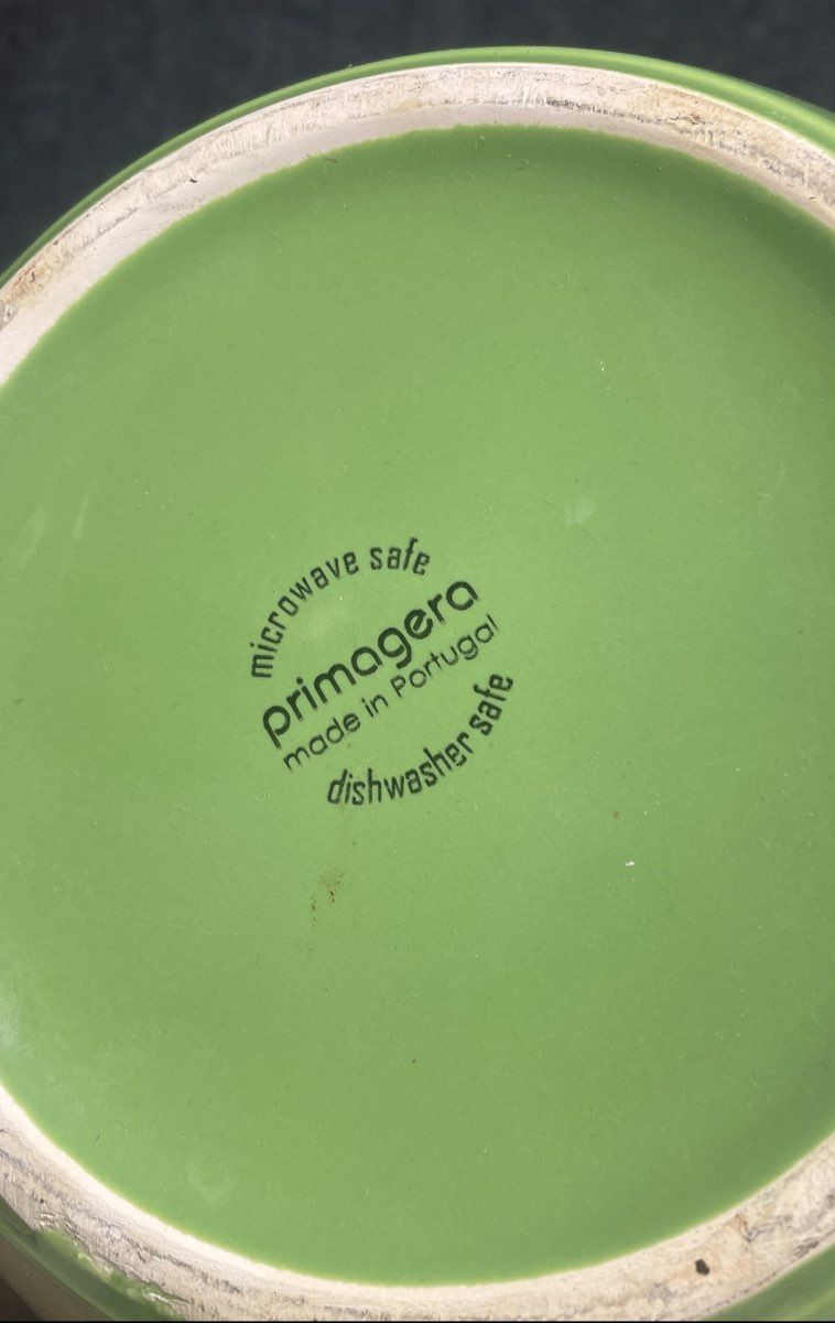 Primagera Large Mixing Serving Bowl Lime Green Ceramic Made in Portugal 10"