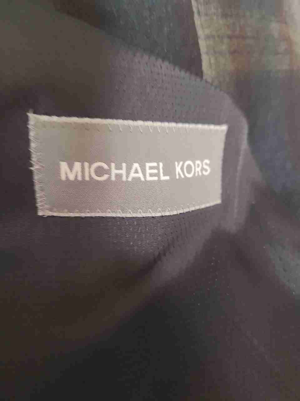 Michael Kors Men's Gray Brown Plaid 100% Wool Blazer Jacket XXL