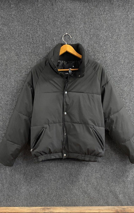 American Stitch Men's Black Puffer Jacket Snap Front Ribbed Mock Neck NWT Sz XL