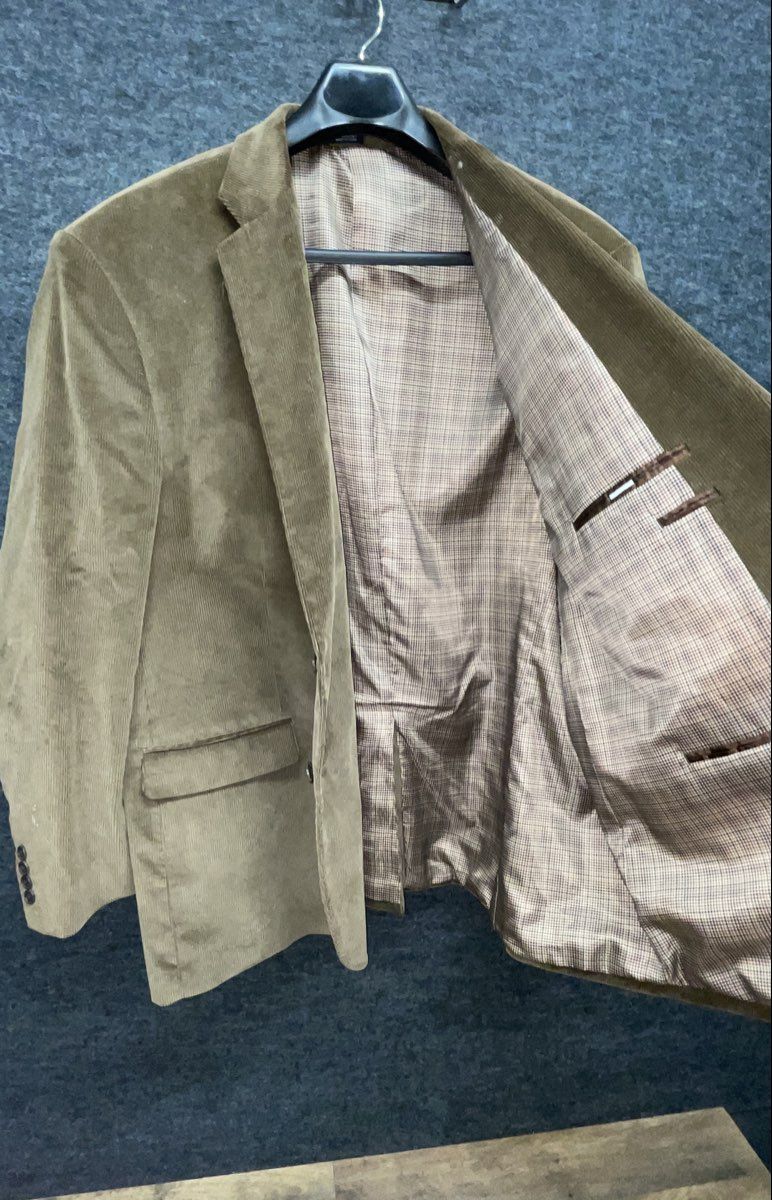 Men's Brown Cotton Corduroy 2-Button Blazer Jacket Size 56R