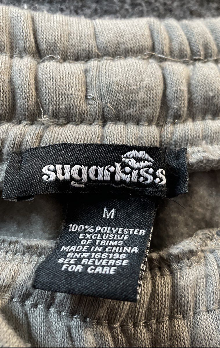 Sugar Kiss Women's Gray Cross Patch Wide Leg Sweatpants Size Medium