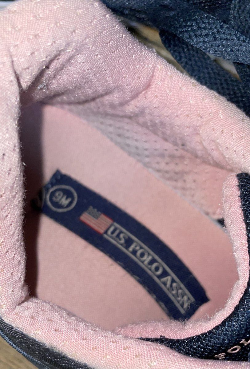 U.S. Polo Assn. Navy Blue Pink White Mesh Walking Shoes Sneakers Size 9