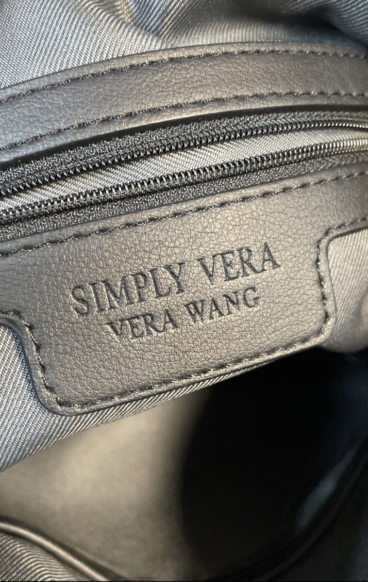 Simply Vera Vera Wang Black Faux Leather Shoulder Bag Purse Slouchy