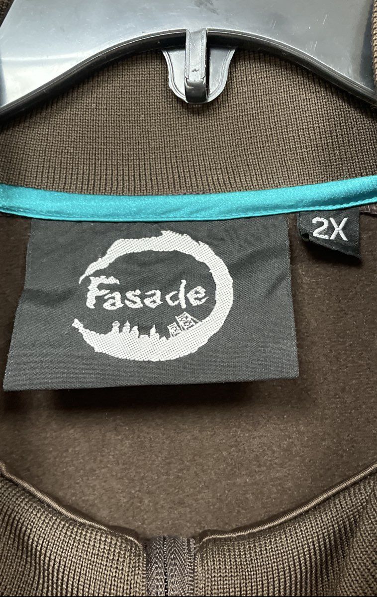 Vintage Y2K Fasade Men's Track Jacket Brown Full Zip Embroidered Graphic 2X