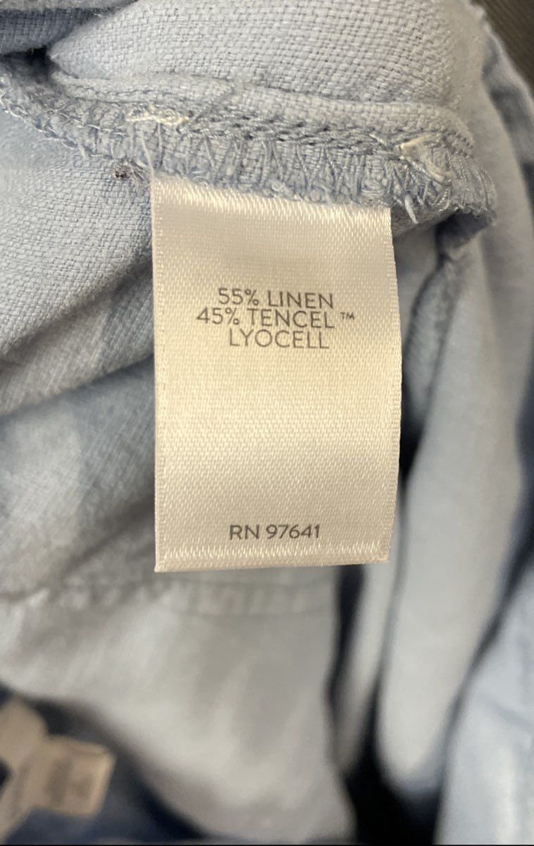 Purejill Women's Blue Linen Tencel Blend Wide Leg Crop Pants Sz MP