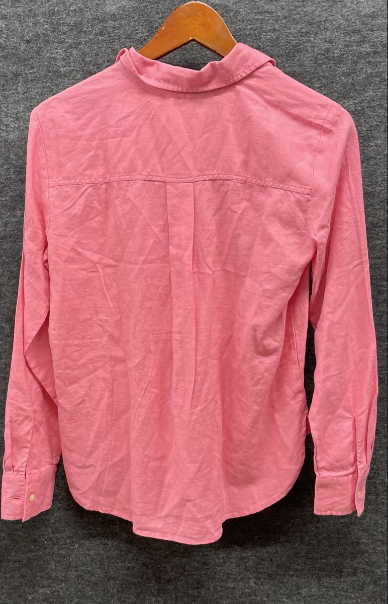 Loft Women's Pink Long Sleeve Button Up Shirt Curved Hem NWT Sz XS