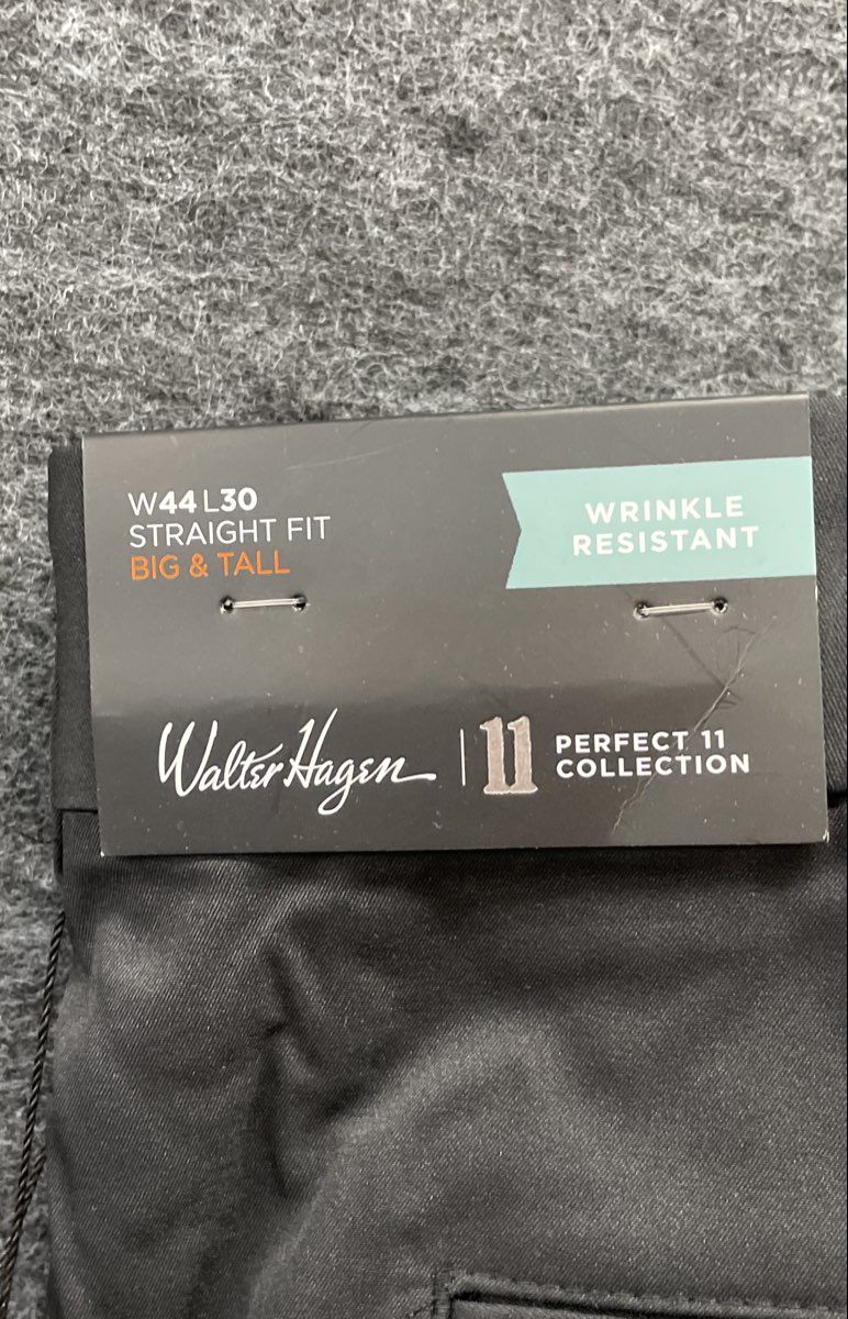 Walter Hagen Men's Black Perfect 11 Straight Fit Big & Tall Golf Pants NWT 44x30