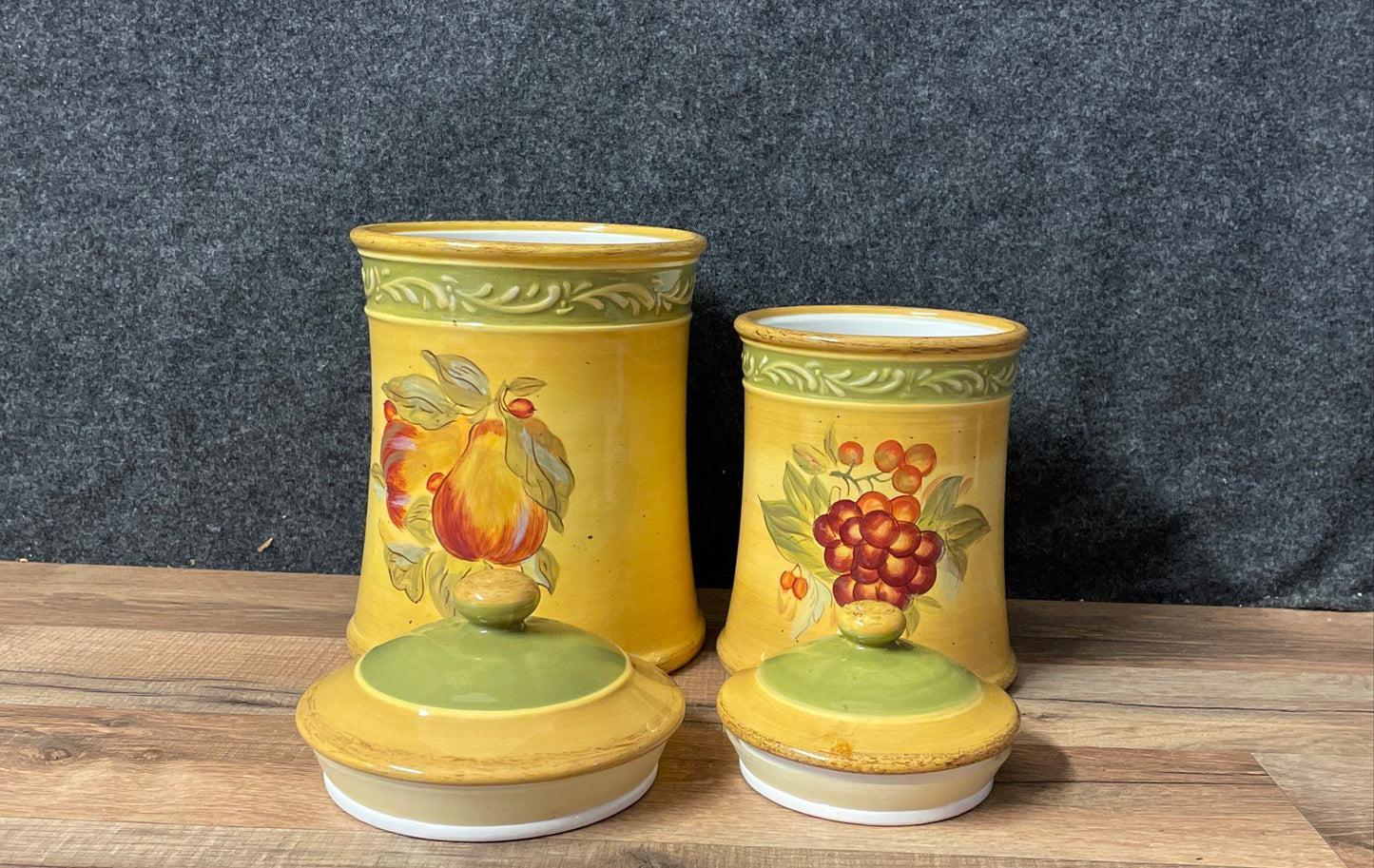 Vintage Tuscan Style Canisters by Chirs Madden w/ Sealed Lids