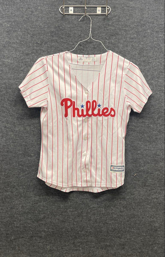 Majestic Women's Philadelphia Phillies MLB Pinstripe Baseball Jersey Size M