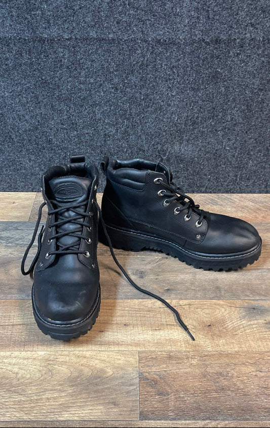 Skechers 4473 Black Leather Lug Sole Utility Boots Men's Size 10.5
