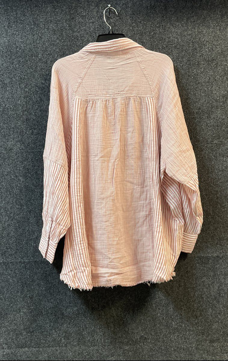 Torrid Festi Women's 3X Old Rose Stripe Cotton Relaxed Tunic Shirt NWT
