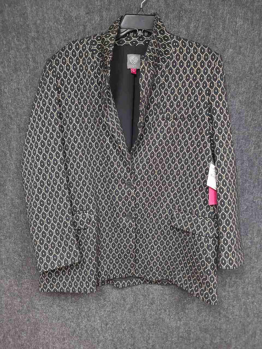 Vince Camuto Women's Geometric Hexagon Print Blazer Rich Black NWT Size 16