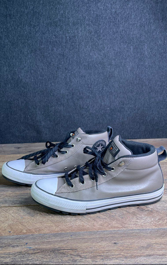 Converse Chuck Taylor All Star Street Mid Taupe Leather Sneakers Men's Size 11