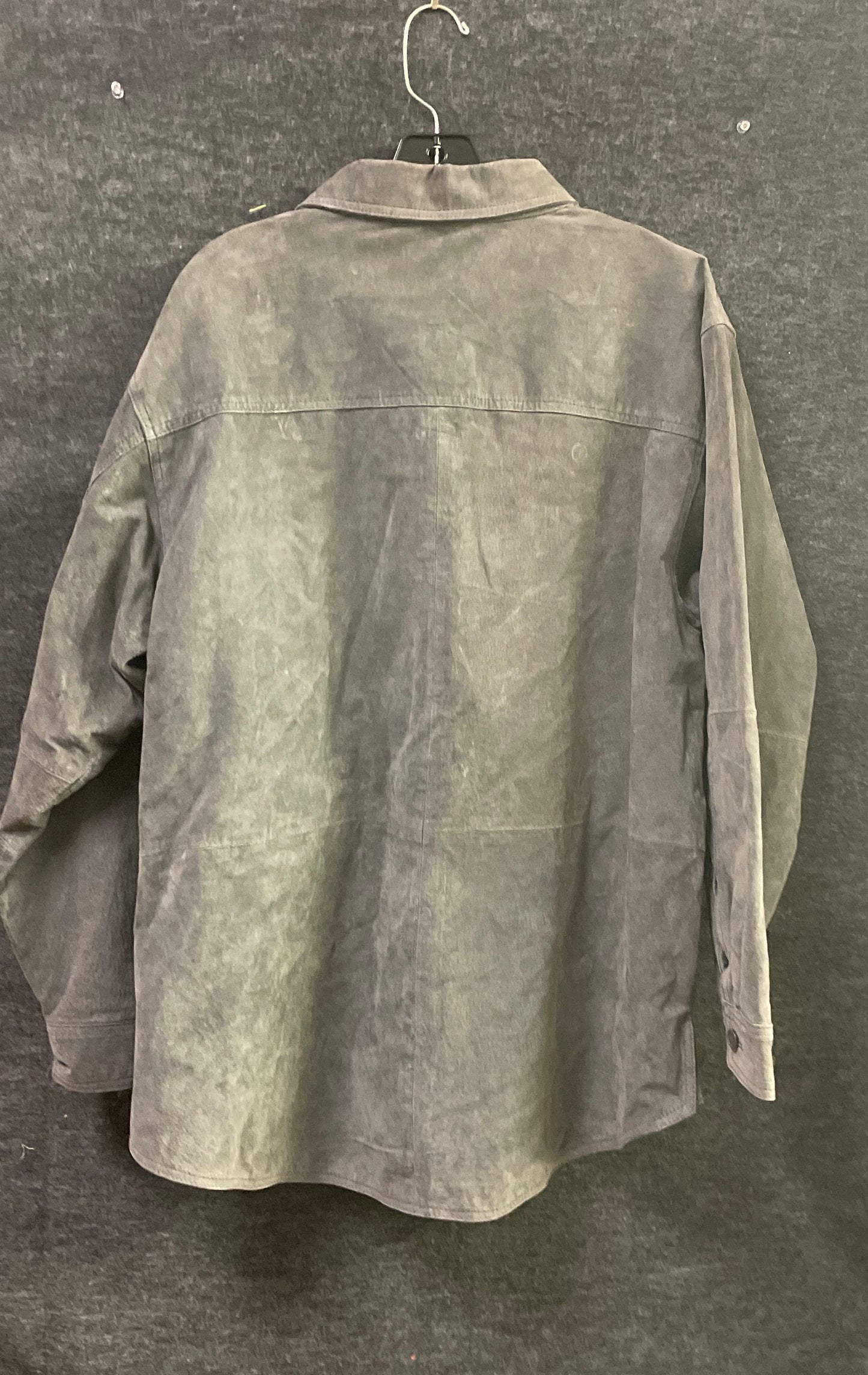 Vintage Denim & Co Gray 100% Leather Suede Button Down Shirt Jacket Sz 1X