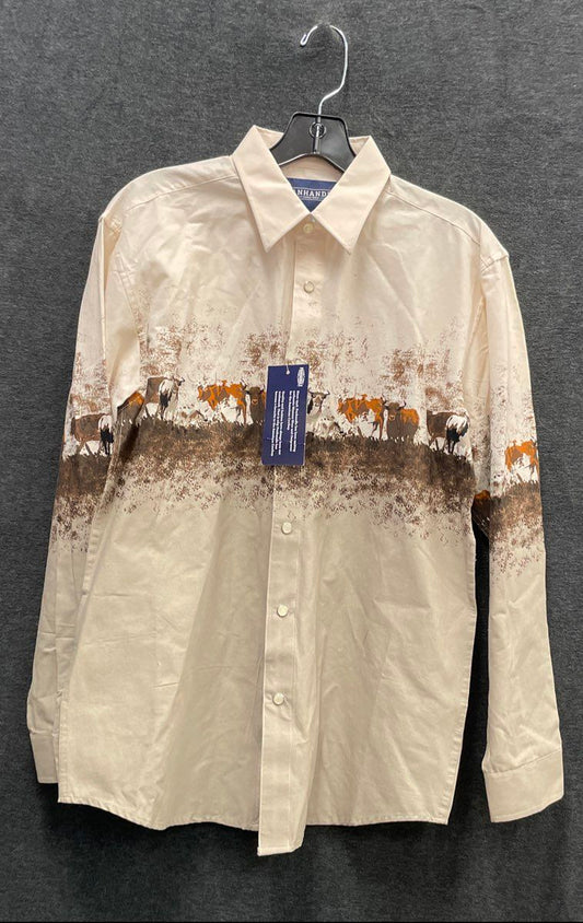 Panhandle NWT Longhorn Cattle Drive Western Button Up Shirt Youth XL 18