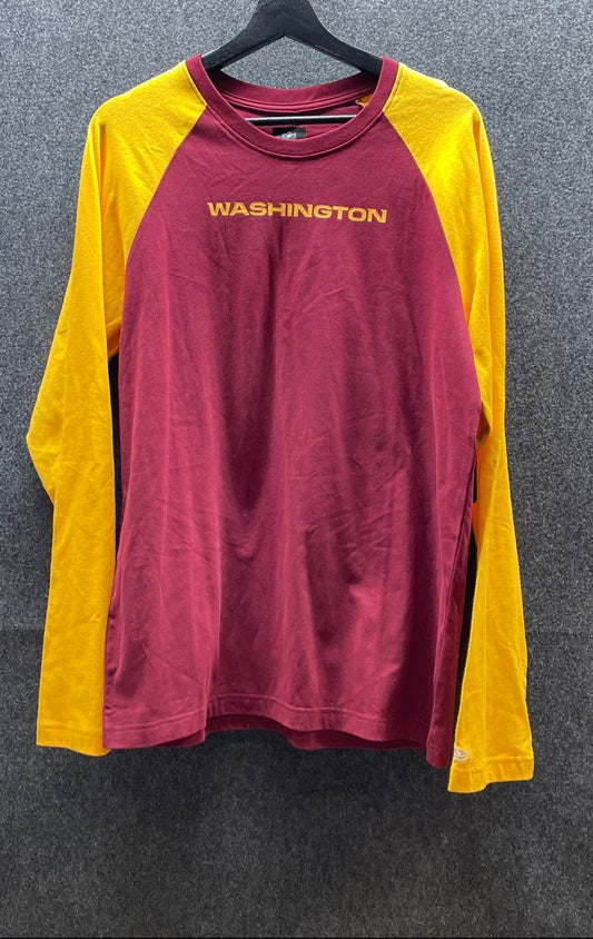 New Era NFL Men's Washington Raglan Long Sleeve T-Shirt Burgundy Gold Sz L NWT