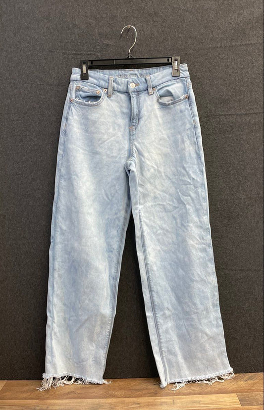 American Eagle Women's Curvy Stovepipe Jeans Light Wash Raw Hem Wide Leg Sz 2