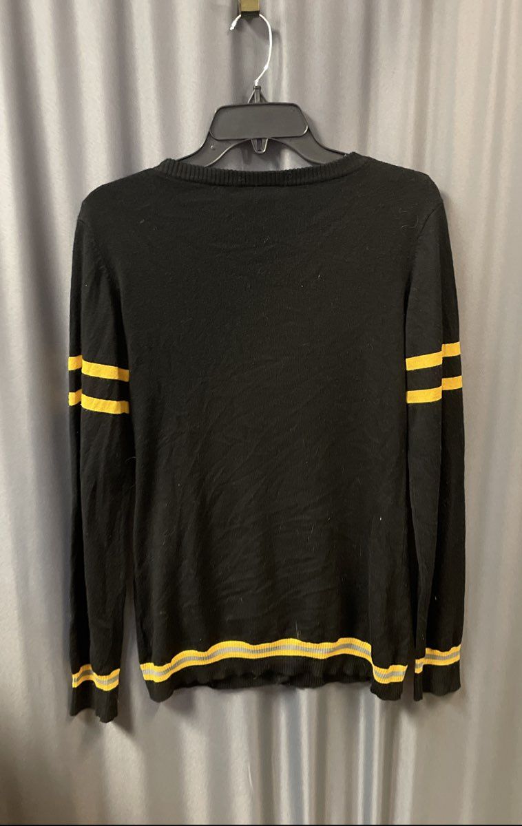Harry Potter Hufflepuff Women's Black Knit Button Front Cardigan Sweater Sz M