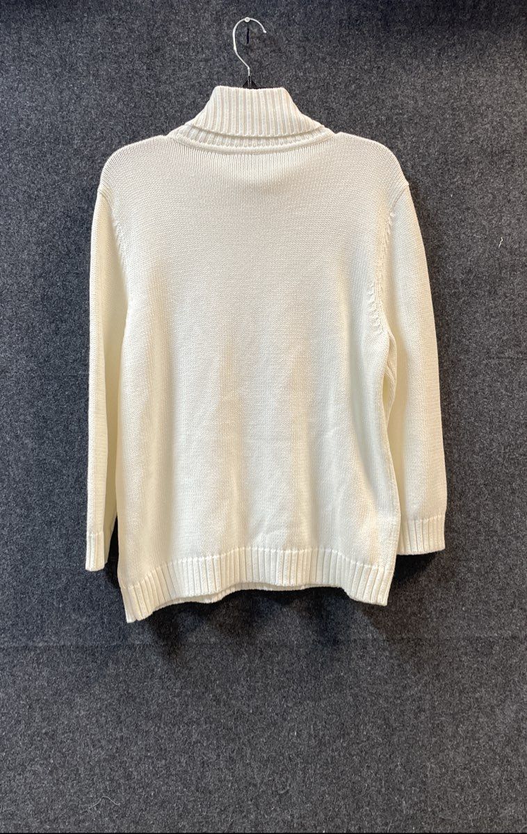 Lauren Ralph Lauren Women's White Turtleneck Sweater Embroidered Logo Sz L/XL