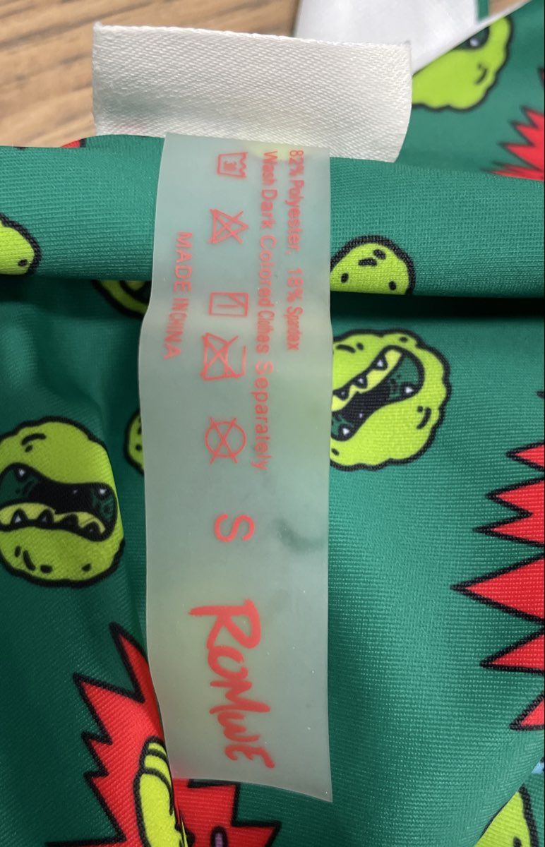 Romwe Women's Reptar Rugrats Bikini Set Green Two-Piece Swimsuit Sz S