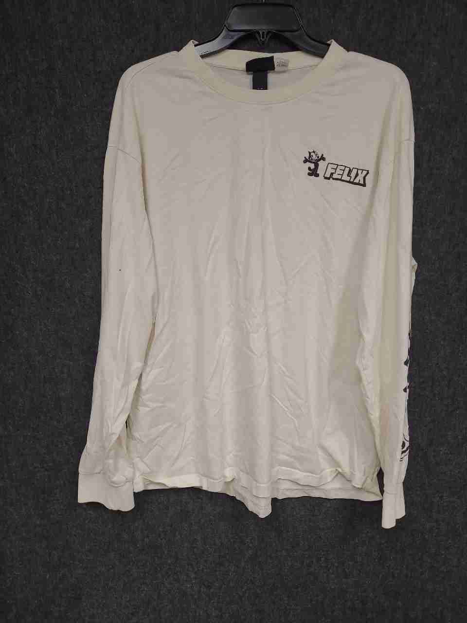 H&M Felix The Cat Long Sleeve Graphic T-Shirt Relaxed Fit Cream White Sz XL
