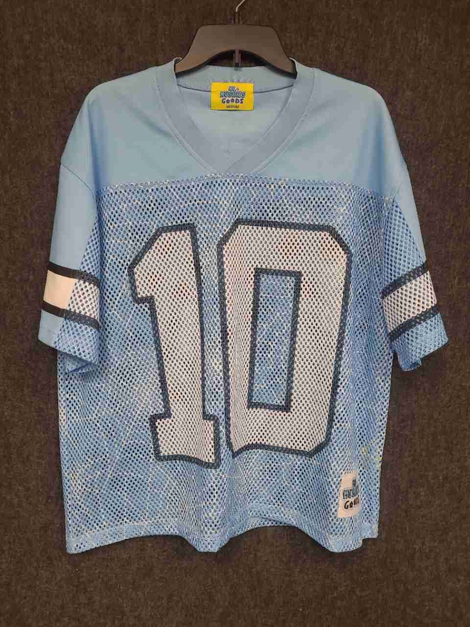 Mr. Mushies Goods Men's Light Blue Legend 10 Mesh Football Jersey Shirt Sz M