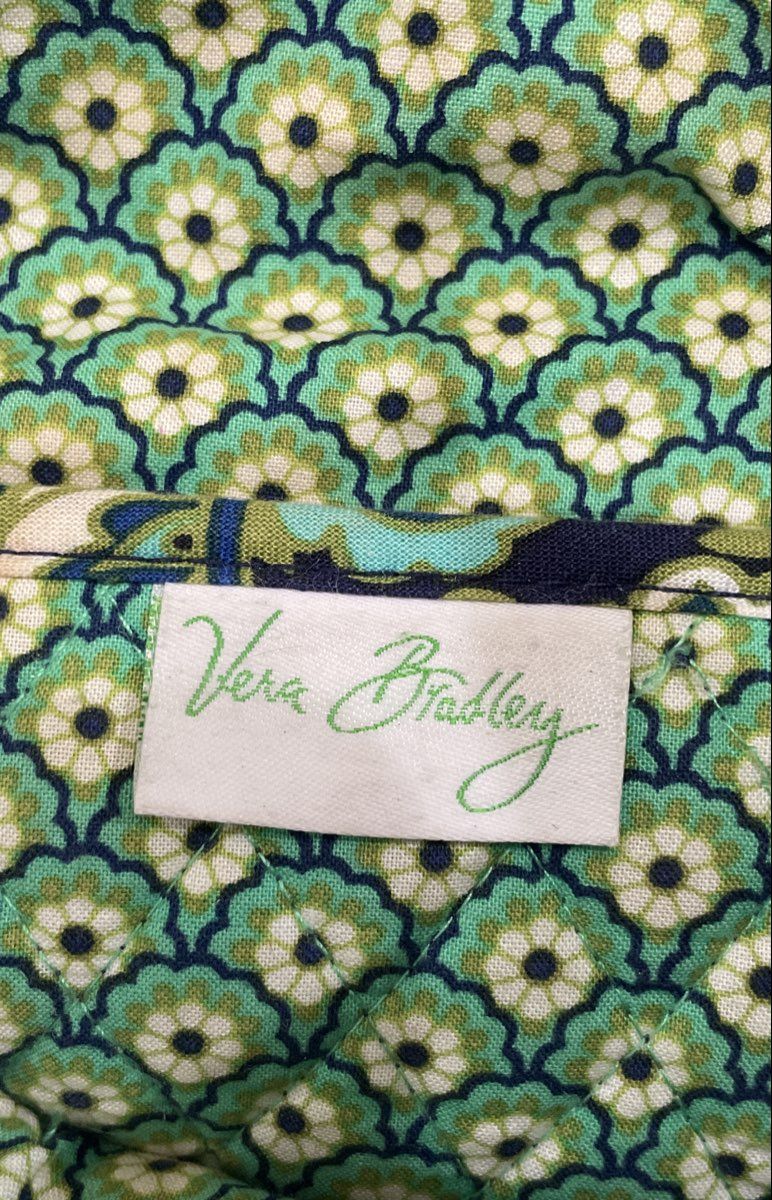 Vera Bradley Green Blue Paisley Quilted Tote Bag & Black Wallet Lot of 2