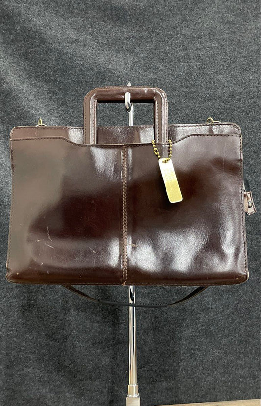 Vintage Brown Leather Slim Briefcase Attache Bag Large Portfolio Case