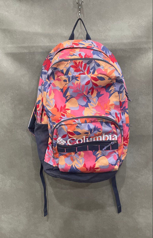 Columbia Multicolor Floral Print Canvas Backpack Navy Blue Daypack School Bag