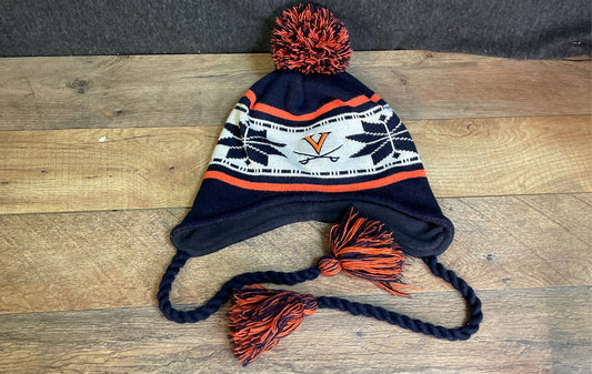 New Era University of Virginia UVA Winter Hat Navy Orange Earflap Beanie OSFM