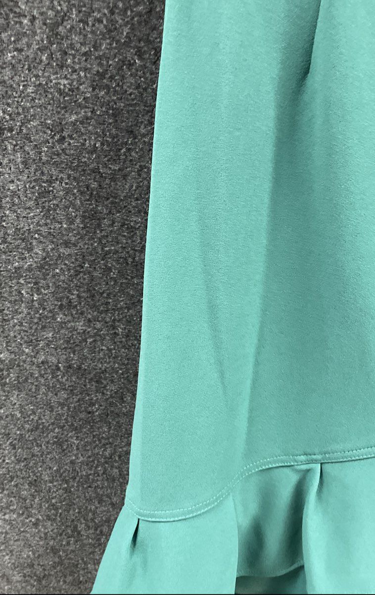 Calvin Klein Women's Teal Green Sleeveless Ruffle Hem Faux Wrap Dress NWT Sz 10