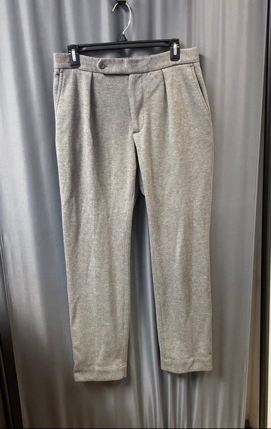 Polo Ralph Lauren Men's Gray Knit Pleated Drawstring Waist Pants Sz 32x32