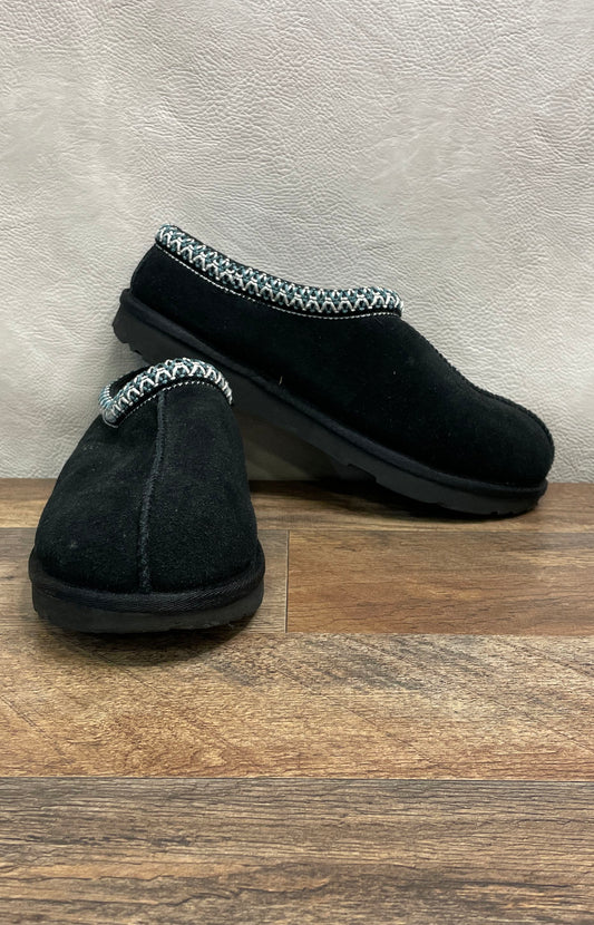 UGG Tasman Women's Black Suede Embroidered Trim Slippers Size 6