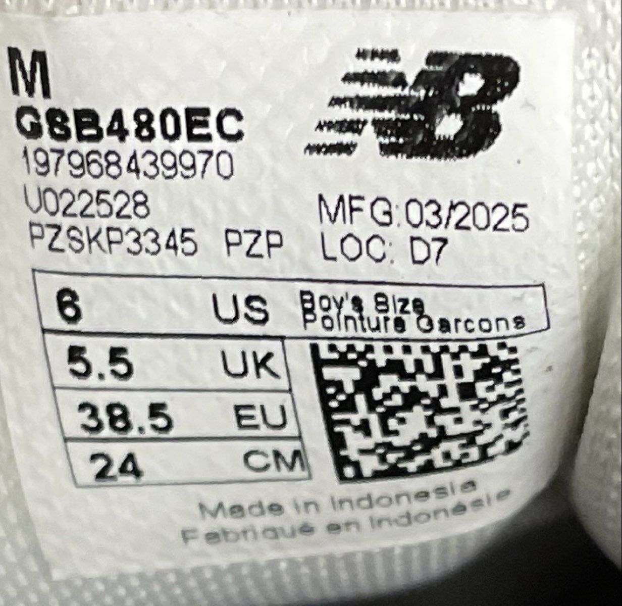 New Balance 480 Graphite Grey GS Low Top Lifestyle Sneakers Boy's Size 6