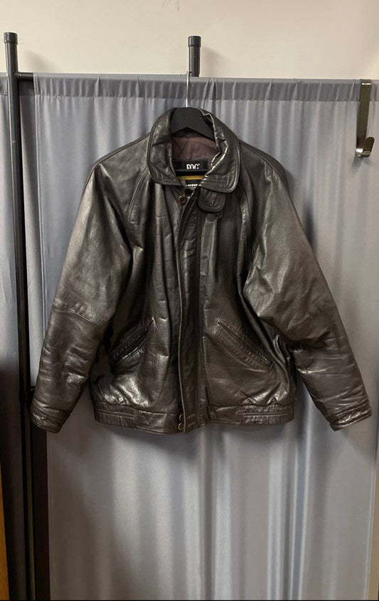 Vintage 80s London Fog Black Leather Bomber Blouson Jacket Sz 40 Reg