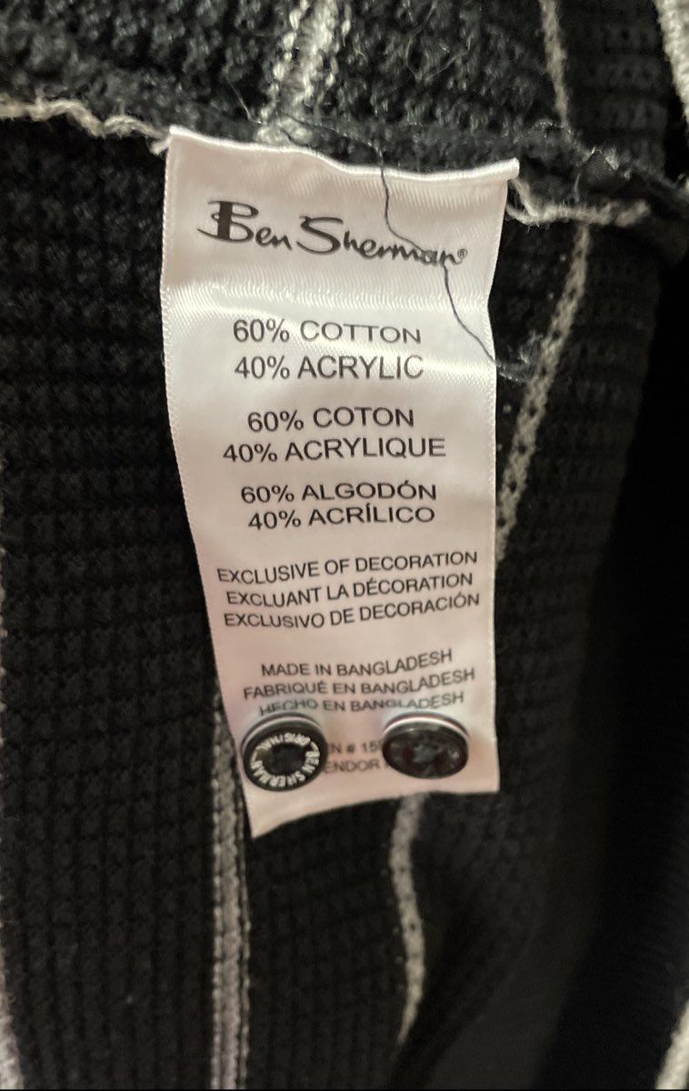 Ben Sherman Men's Black Gray Striped Short Sleeve Knit Polo Shirt Size M
