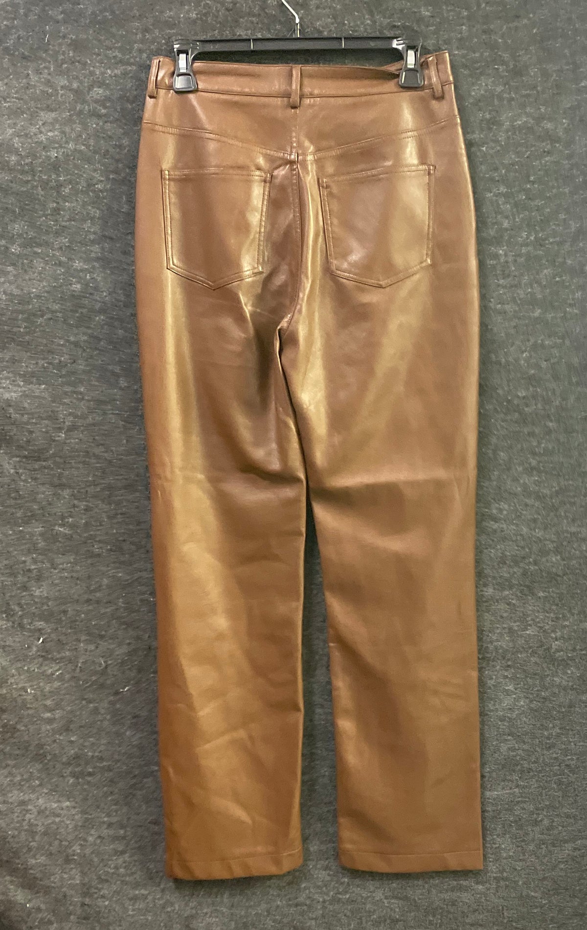 Pink Lily Women's Brown Faux Leather Straight Leg Pants Sz S