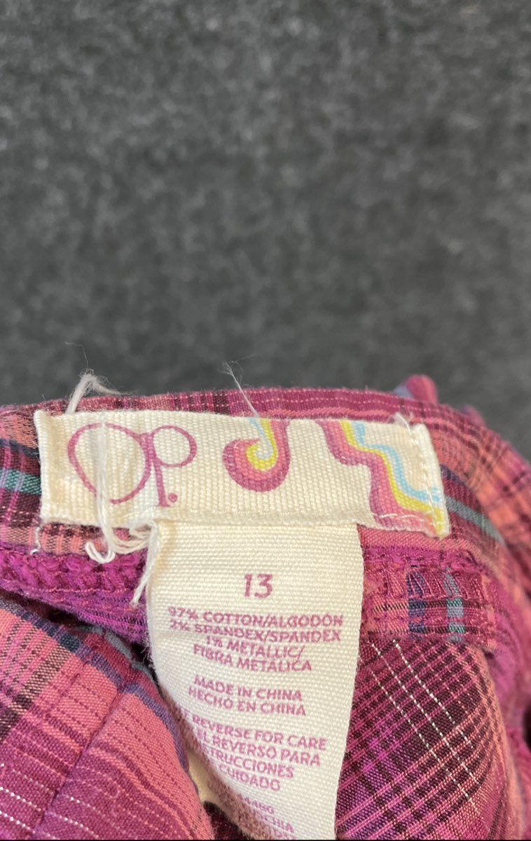 OP Ocean Pacific Women's Purple Plaid Metallic Cuffed Shorts Size 13