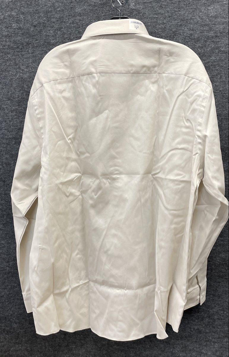 Van Heusen Men's Cream Stain Shield Regular Fit Stretch Dress Shirt XL 17 NWT
