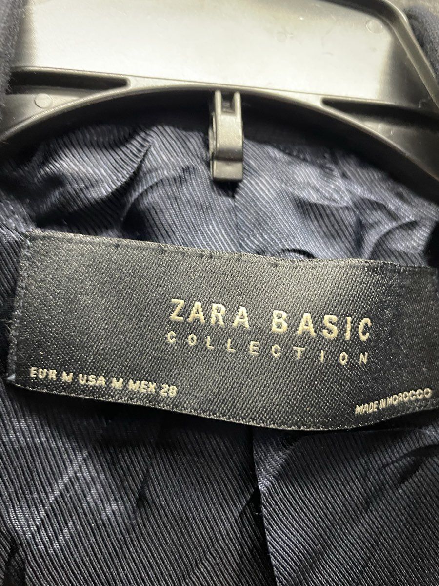 Zara Women's Black Military Band Jacket Gold Braided Crest Button Sz M