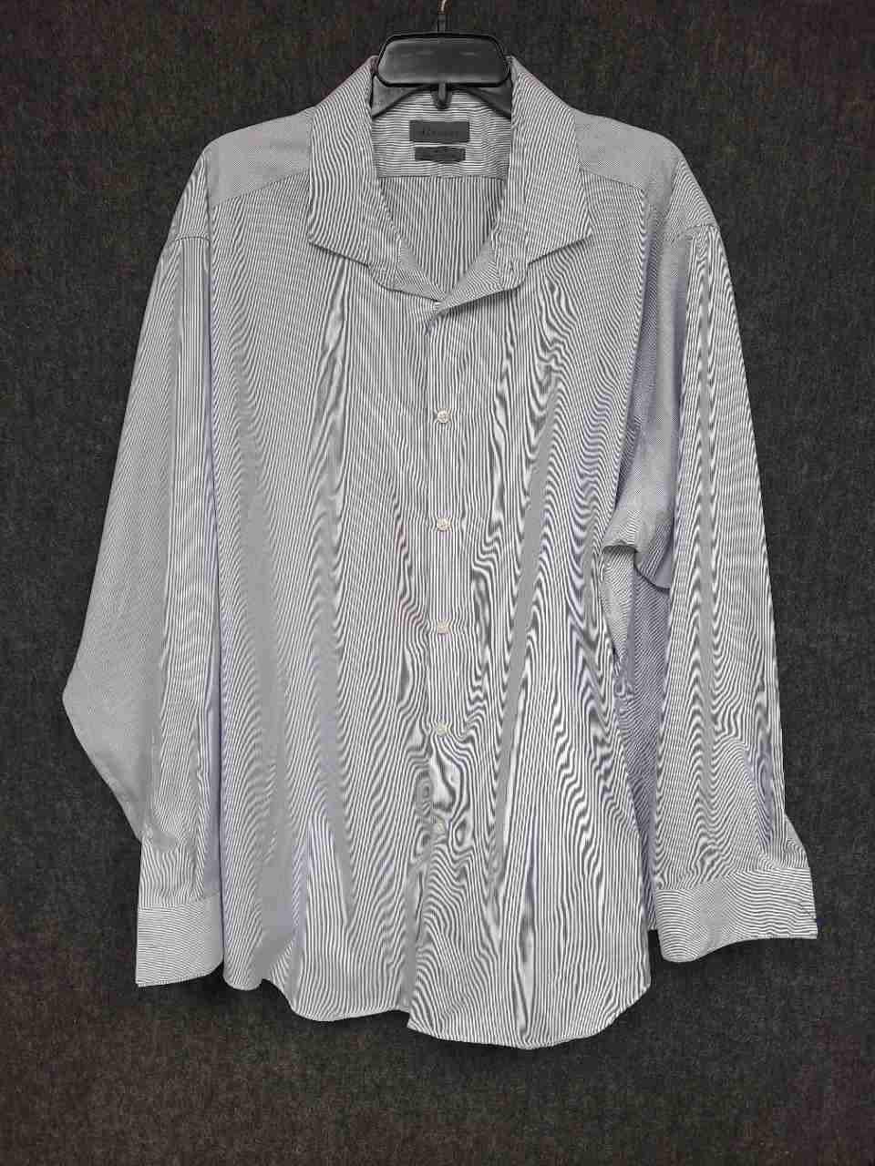 Calvin Klein Men's Slim Fit Infinite Non Iron Blue White Striped Shirt Sz 19