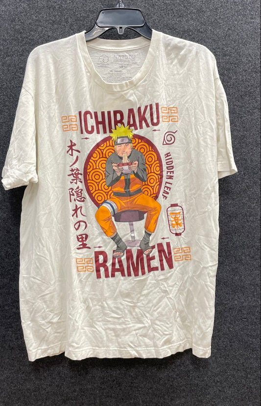 Naruto Men's T-Shirt Cream Shippuden Collection Ichiraku Ramen Graphic Sz XL