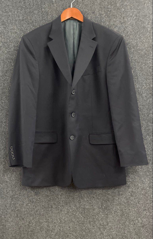 Vintage Y2K Stafford Men's Black Worsted Wool 3-Button Blazer Jacket Sz 42R