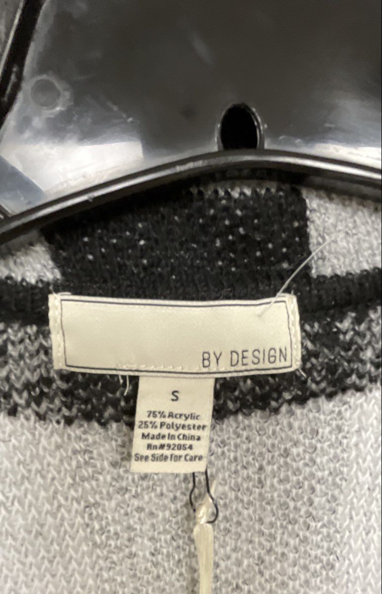 By Design Women's Black White Plaid Open Front Knit Cardigan Jacket Sz S NWT