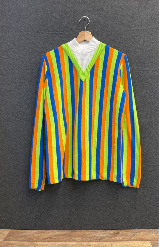 Sesame Street Unisex Bert Striped Cosplay Costume Sweater Size S