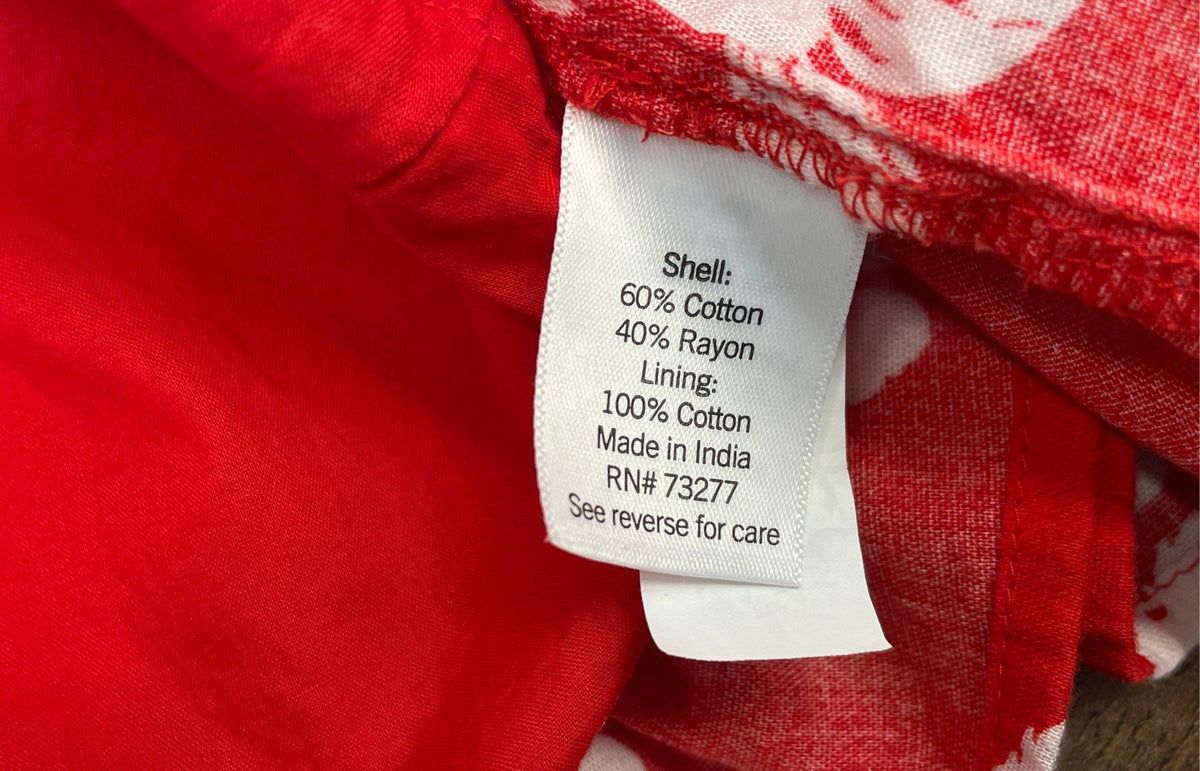 Lauren Conrad Women's Red Floral Ruffled Mini Dress Sleeveless V-Neck Size L